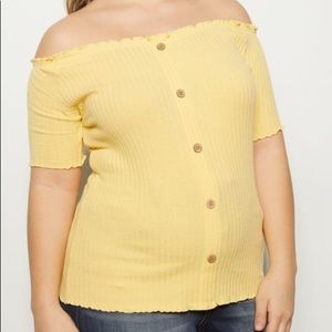 NWT- Plus Yellow Off Shoulder Top